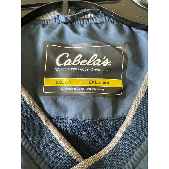Cabela's Men's Blue Long Sleeve Windbreaker Jacket Pull Over 2XL 100% Polyester - Picture 5 of 9